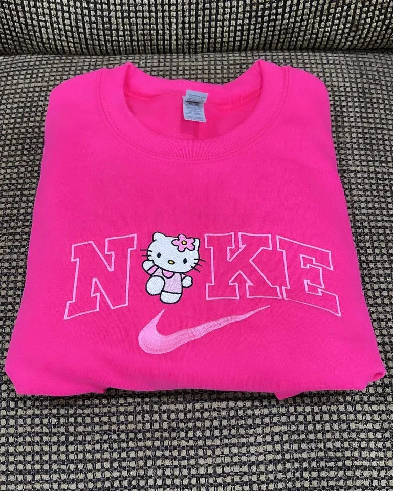 NKE HELLO KITTY -HOT PINK - UNISEX EMBROIDERY CREWNECK