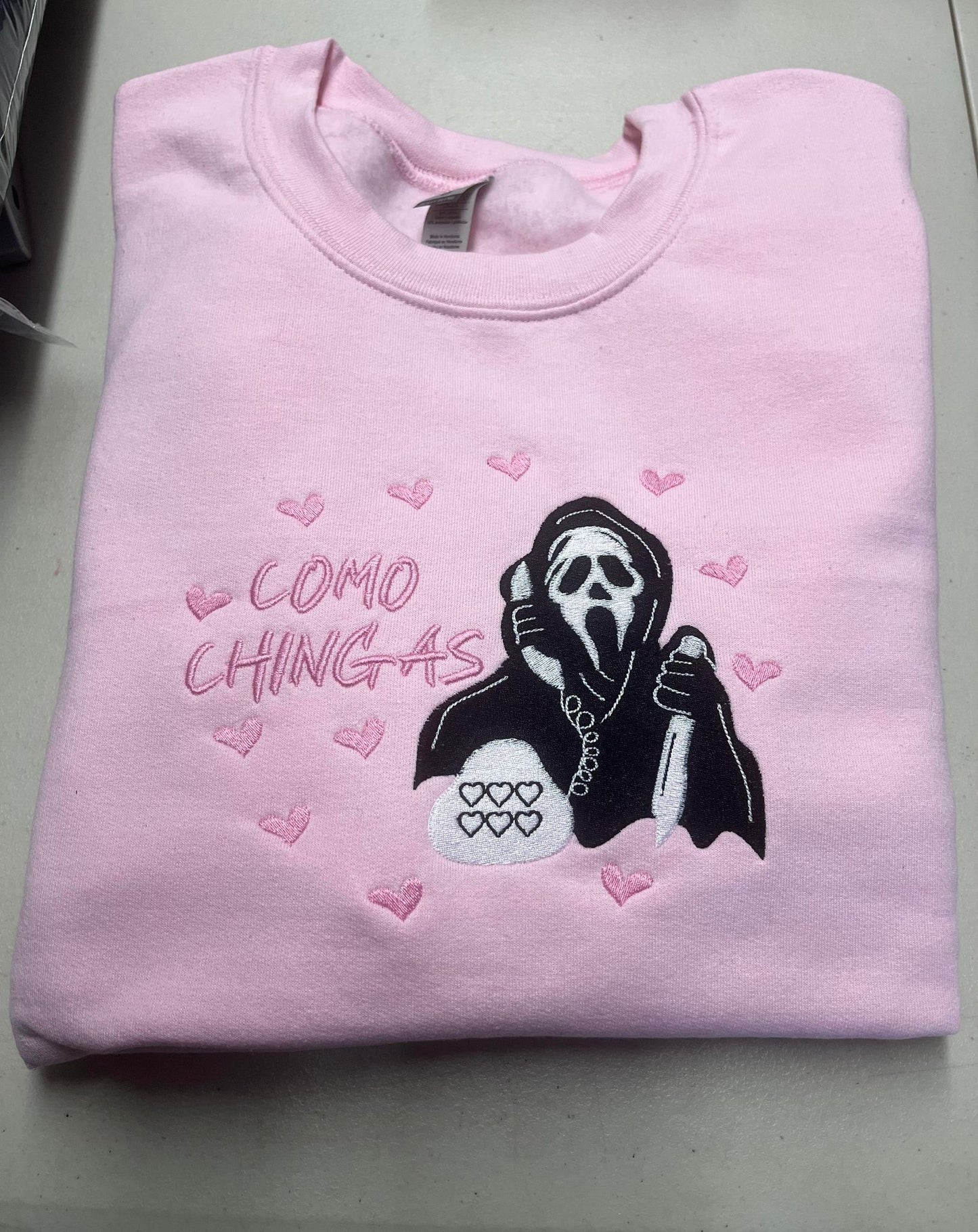 COMO CHINGAS LIGHT PINK CREWNECK SWEATSHIRT - UNISEX