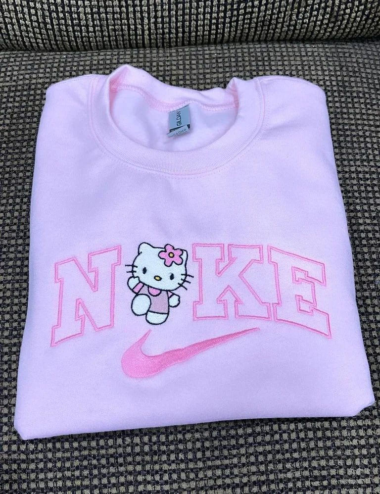 NKE HELLO KITTY -LIGHT PINK - UNISEX EMBROIDERY CREWNECK