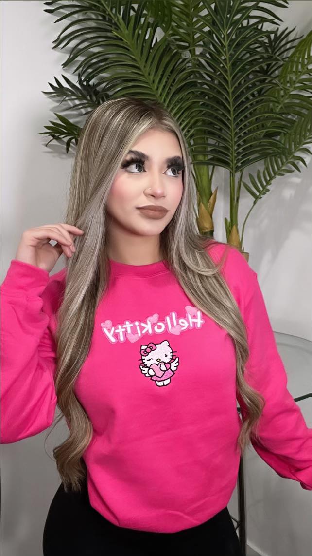 HELLO ANGEL - HOT PINK CREWNECK SWEATSHIRT - UNISEX