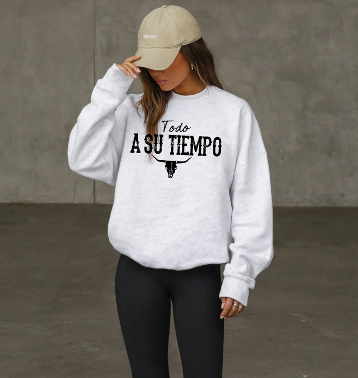 TODO A SU TIEMPO ASH GREY CREWNECK SWEATSHIRT