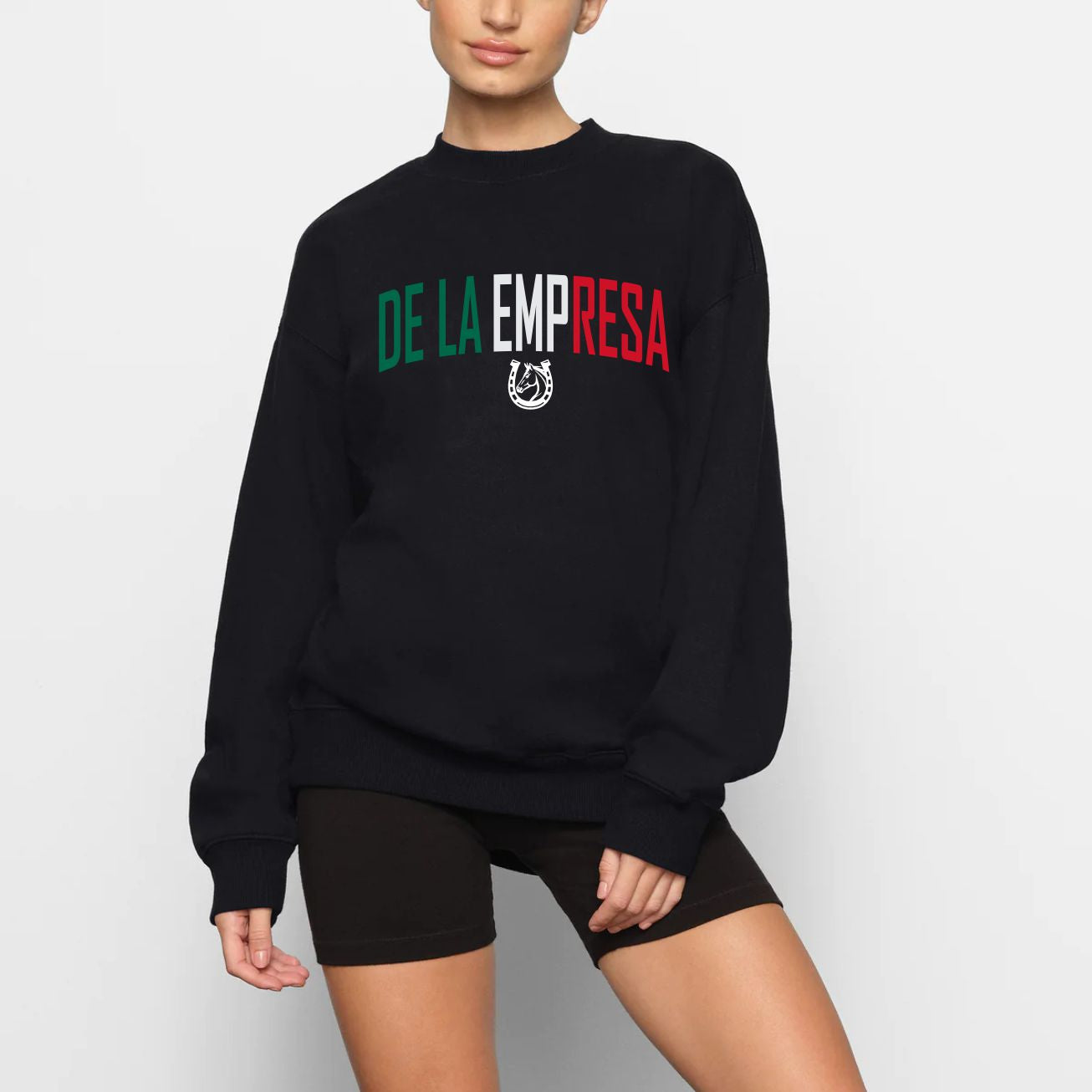 DE LA EMPRESA BLACK CREWNECK SWEATSHIRT - UNISEX - BORDADO