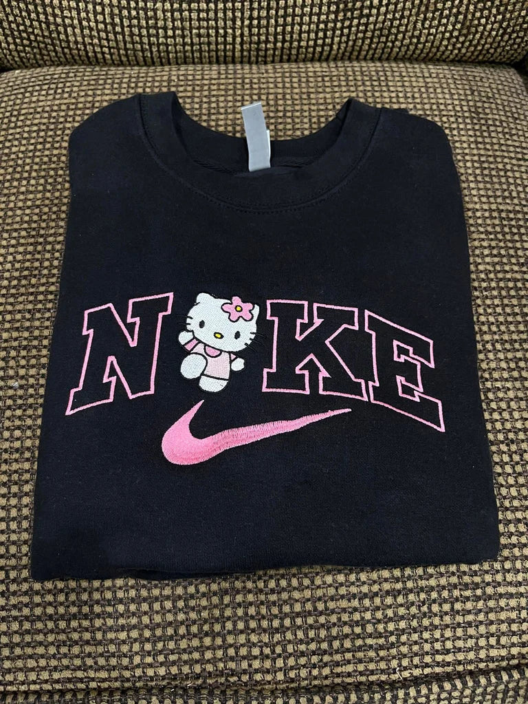 NKE HELLO KITTY - BLACK - UNISEX EMBROIDERY CREWNECK