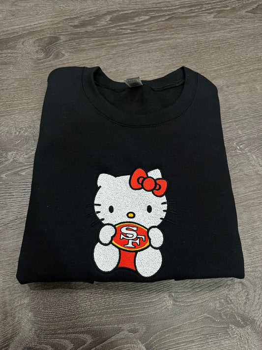 BLACK HELLO NINERS - EMBROIDERY CREWNECK