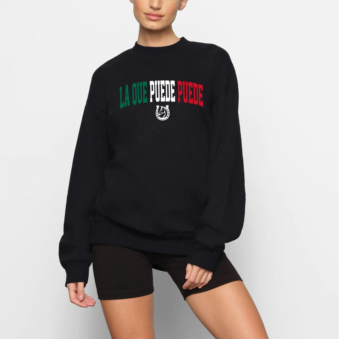 LA QUE PUEDE PUEDE BLACK CREWNECK - UNISEX - BORDADO